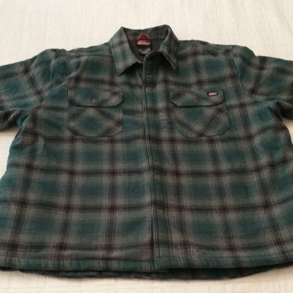 Genuine Dickies Flannel‎ Lined Shirt Jacket, Men Size 2XL, Green And Black Plaid - Picture 1 of 10